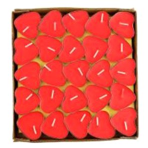 Toptan Kırmızı Kalp Tea Light Mum (50'li)