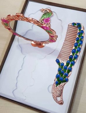 Toptan Lüx Taşlı Eskitme 2'li Ayna Tarak Seti