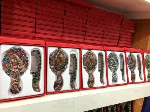 Toptan Lüx Taşlı Eskitme 2'li Ayna Tarak Seti