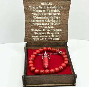 Toptan Ahşap Kutulu Yazılı Kolye Bileklik Doğal Taş Takı Seti