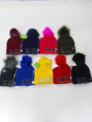 Toptan Yazılı Nakışlı Ponponlu Bayan Bere Mix Model