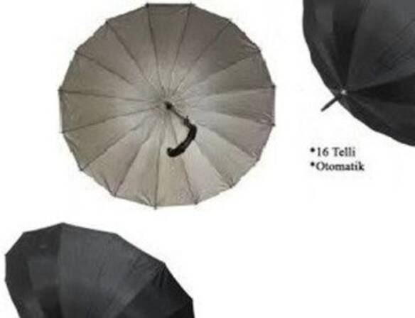 Toptan 16 Tel Siyah Baston Şemsiye 