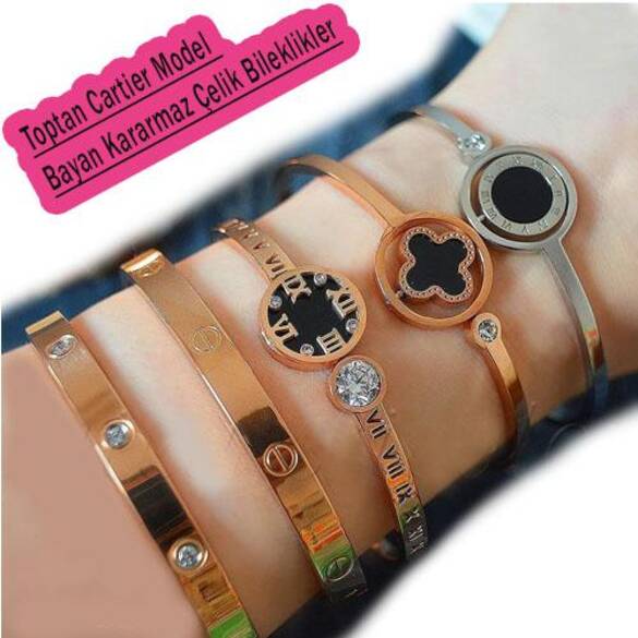 Bayan Cartier Model Kararmaz Çelik Kelepçe Bileklik 