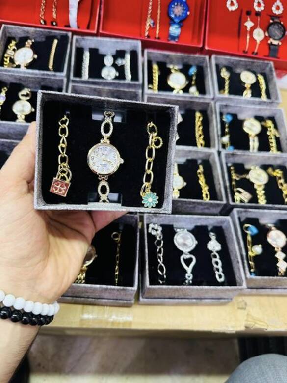 Toptan Bayan Metal 3'Lü Kombin Saat Set Takımı 