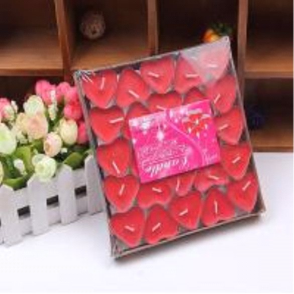 Toptan Kırmızı Kalp Tea Light Mum (50'li)