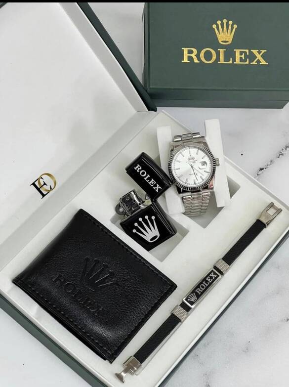 Kutulu Yazılı Metal Takvimli Saat Kombin Set Takımı