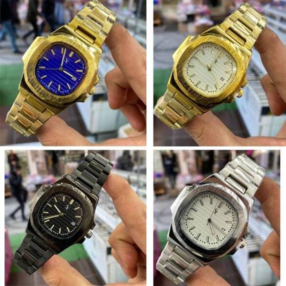 Toptan Metal Takvimli Yazılı Çelik Patek Philippe Model Saat 