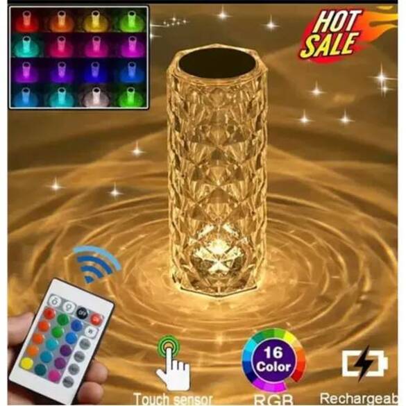 Toptan 16 Renkli Dokunmatik Kumandalı Kristal Masa (Gece) Lambası 