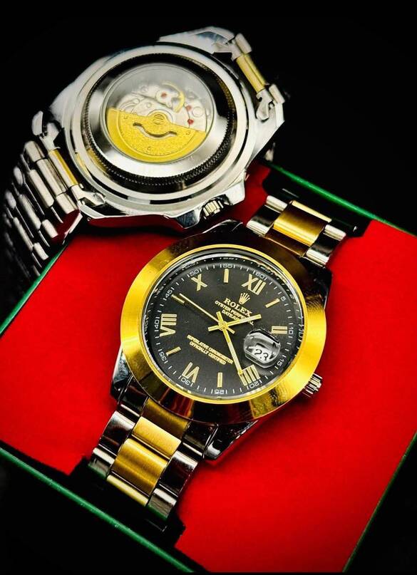 Toptan Arkası Otomatik Görünümlü Takvimli Kutulu ROLEX Çelik Erkek Kol Saati 