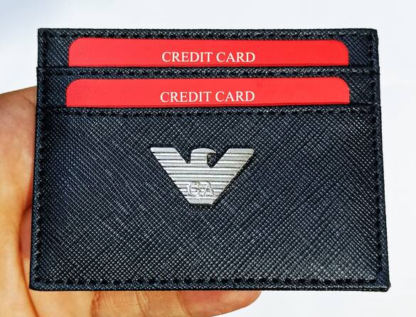 Toptan ARMANİ Metal Logo Baskılı Kartlık Cüzdan 