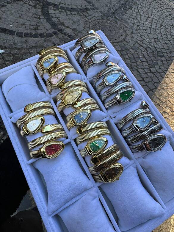 Toptan Bayan Bulgari&BVLGARİ  Model Metal Yazılı Dolama Yılan Saati 