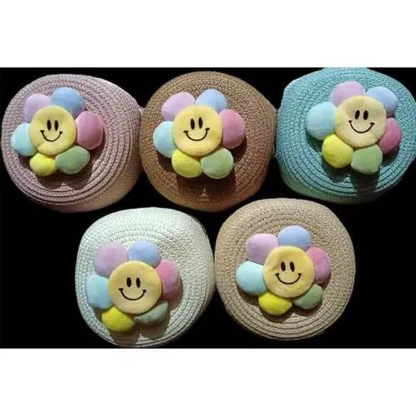 Toptan Davul Tasarımlı Çocuk Figürlü Çapraz Asmalı Hasır Çanta