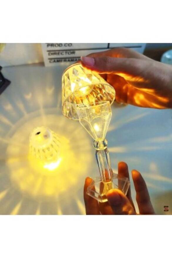 Toptan Kristal Elmas 12cm Abajur Led Projeksiyon Masa Lambası 