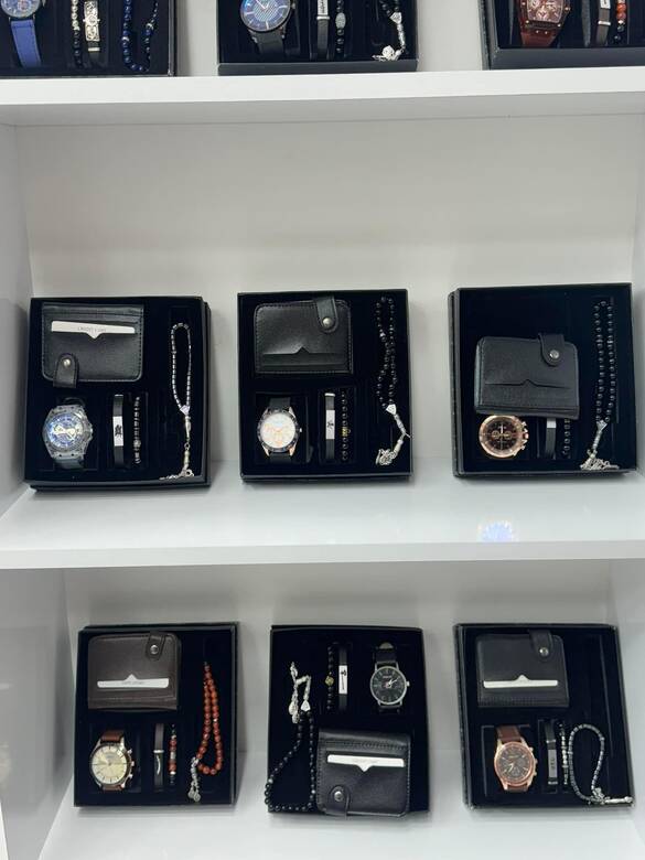 Toptan Kutulu Erkek Cüzdanlı Saat Kombin Takımı