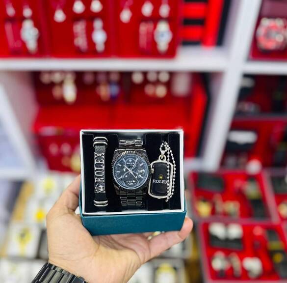 Toptan Kutulu Yazılı Kolye Ve Bileklk Kombin'li Saat Set Takımı