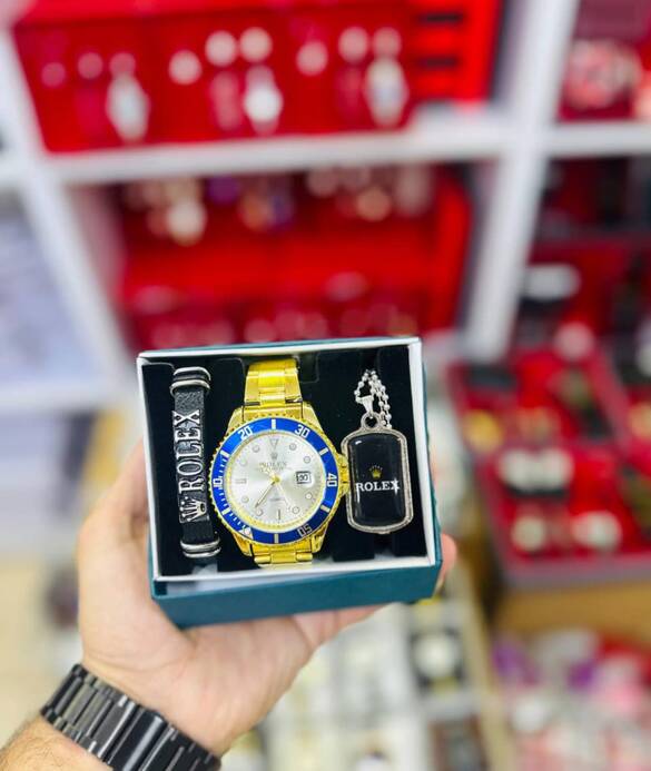 Toptan Kutulu Yazılı Kolye Ve Bileklk Kombin'li Saat Set Takımı