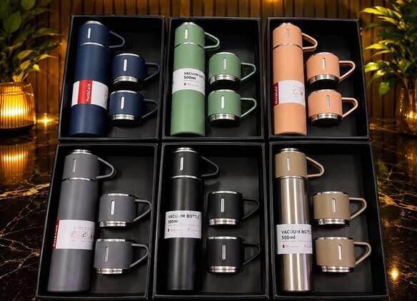 Toptan Paslanmaz Çelik 500ml Bardaklı Termos Seti