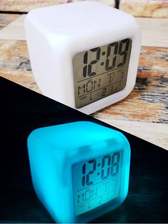 Toptan Renk Değiştiren Alarm'lı Dijital Küp Masa Saati 