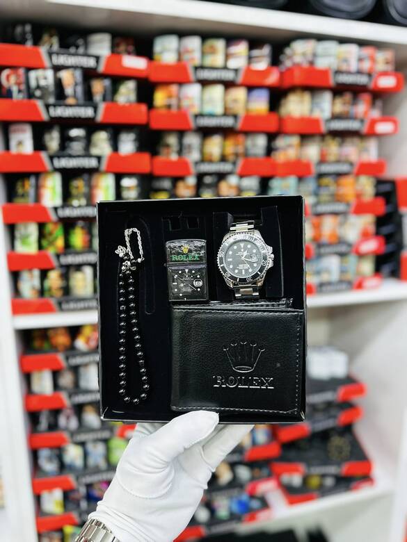 Toptan Takvimli Yazılı Kutulu 4'lü Metal Saat Kombin Takımı