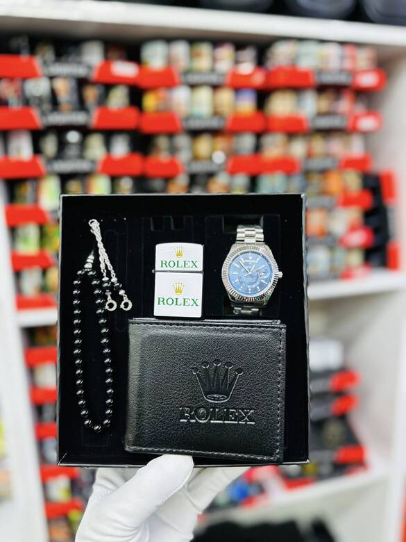 Toptan Takvimli Yazılı Kutulu 4'lü Metal Saat Kombin Takımı